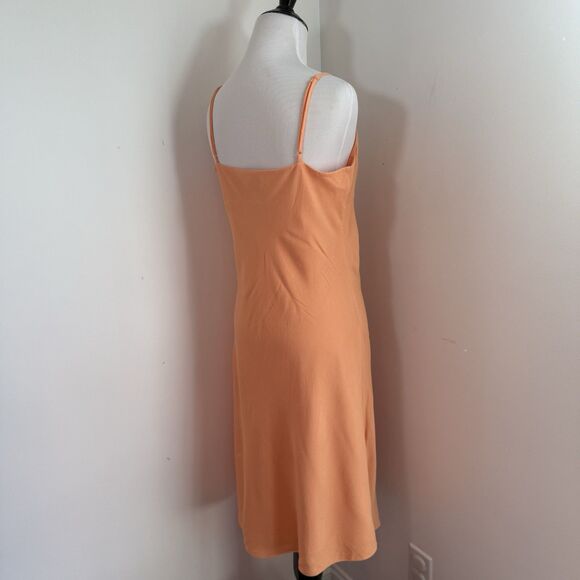 Aritzia Sunday Best Quaint Midi Dress M Sunny Apricot Linen Coquette Sheath - Picture 10 of 10